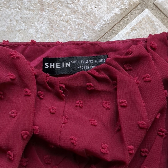 Burgundy Puff Sleeve Crop Top - Picture 4 of 4